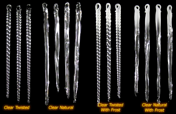 Set Of 10 Hand-Blown Glass Icicle Christmas Tree Ornaments - Clear, Handmade In USA, New In Box